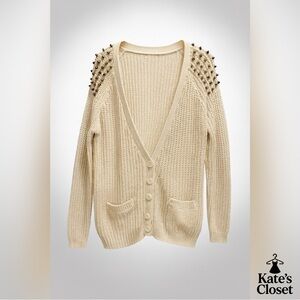 Cream Sweater with Studded Shoulders by Streetwear Society (Size S)